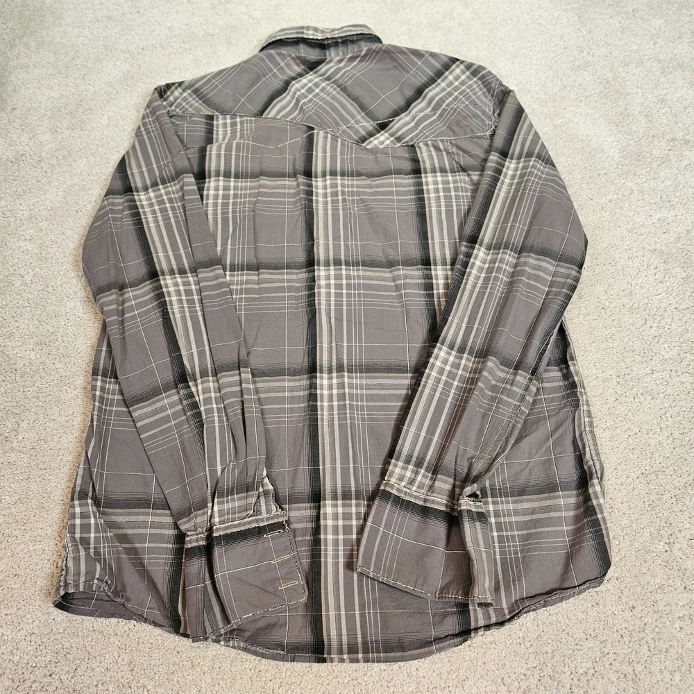 BKE‎ Button-Up Shirt Mens M Gray Plaid Long Sleeve Athletic Fit Flap Pockets